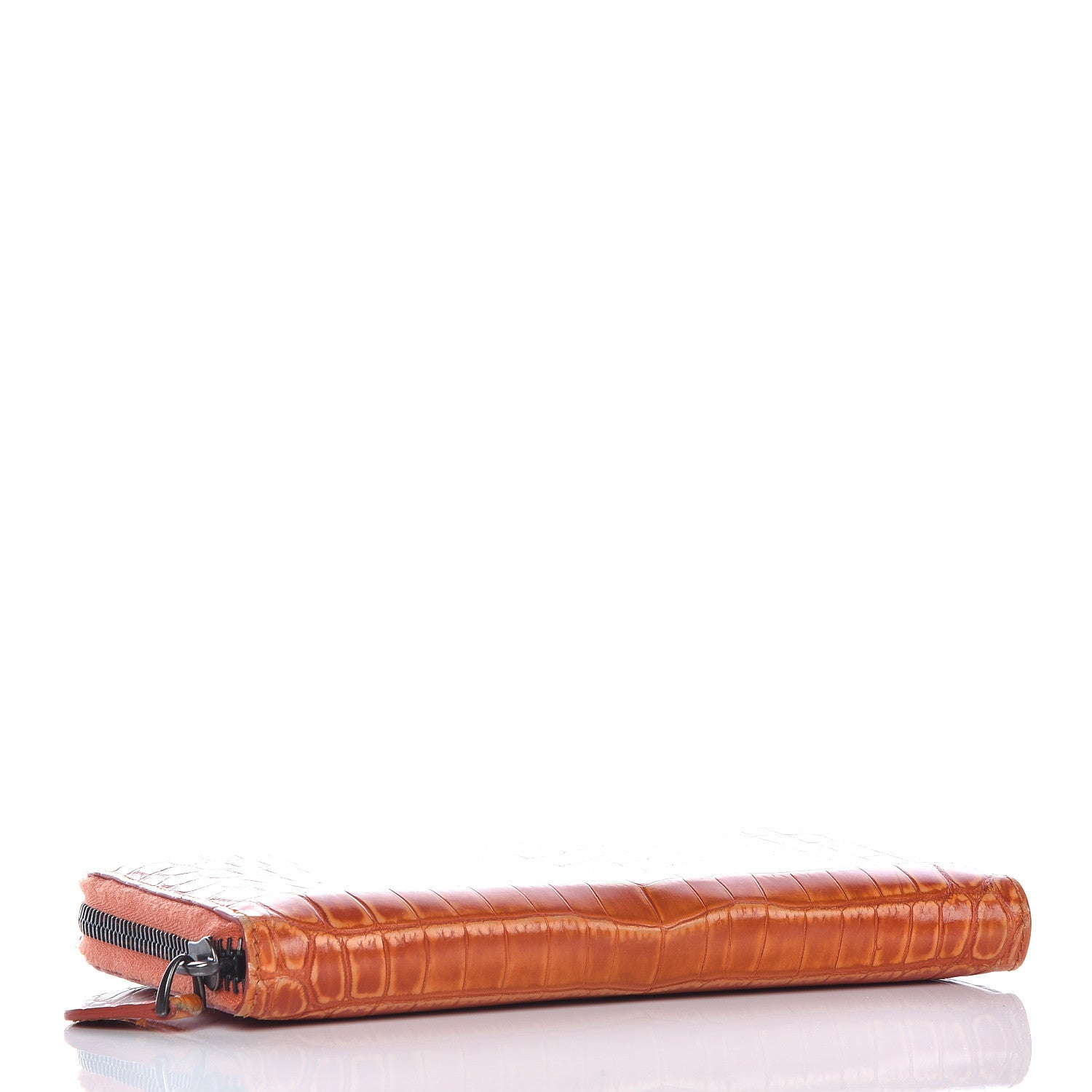 Bottega Veneta Shiny Crocodile Zip Around Wallet Orange 4 of 20
