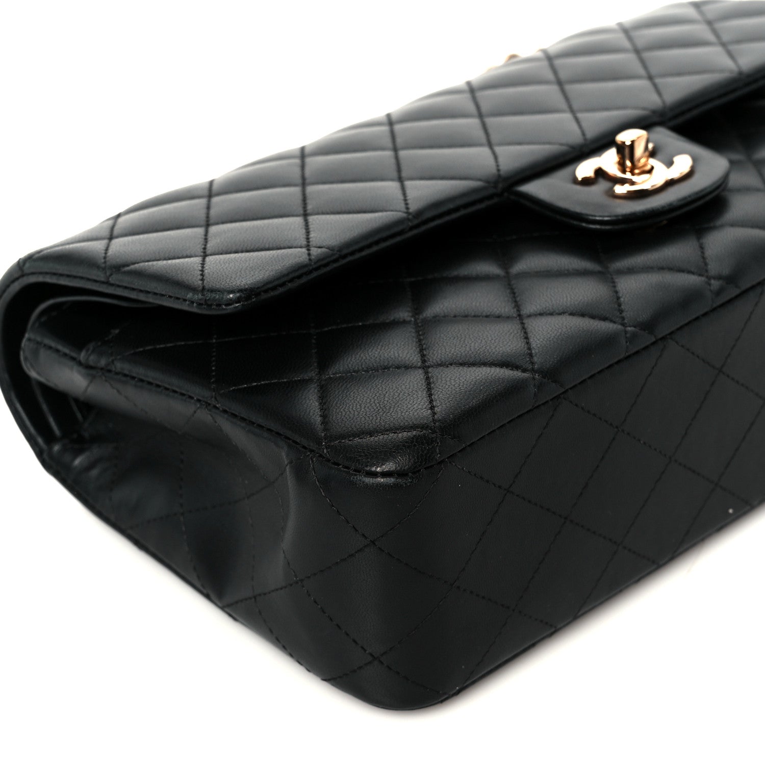 Chanel Lambskin Quilted Medium Double Flap Black 10 of 12