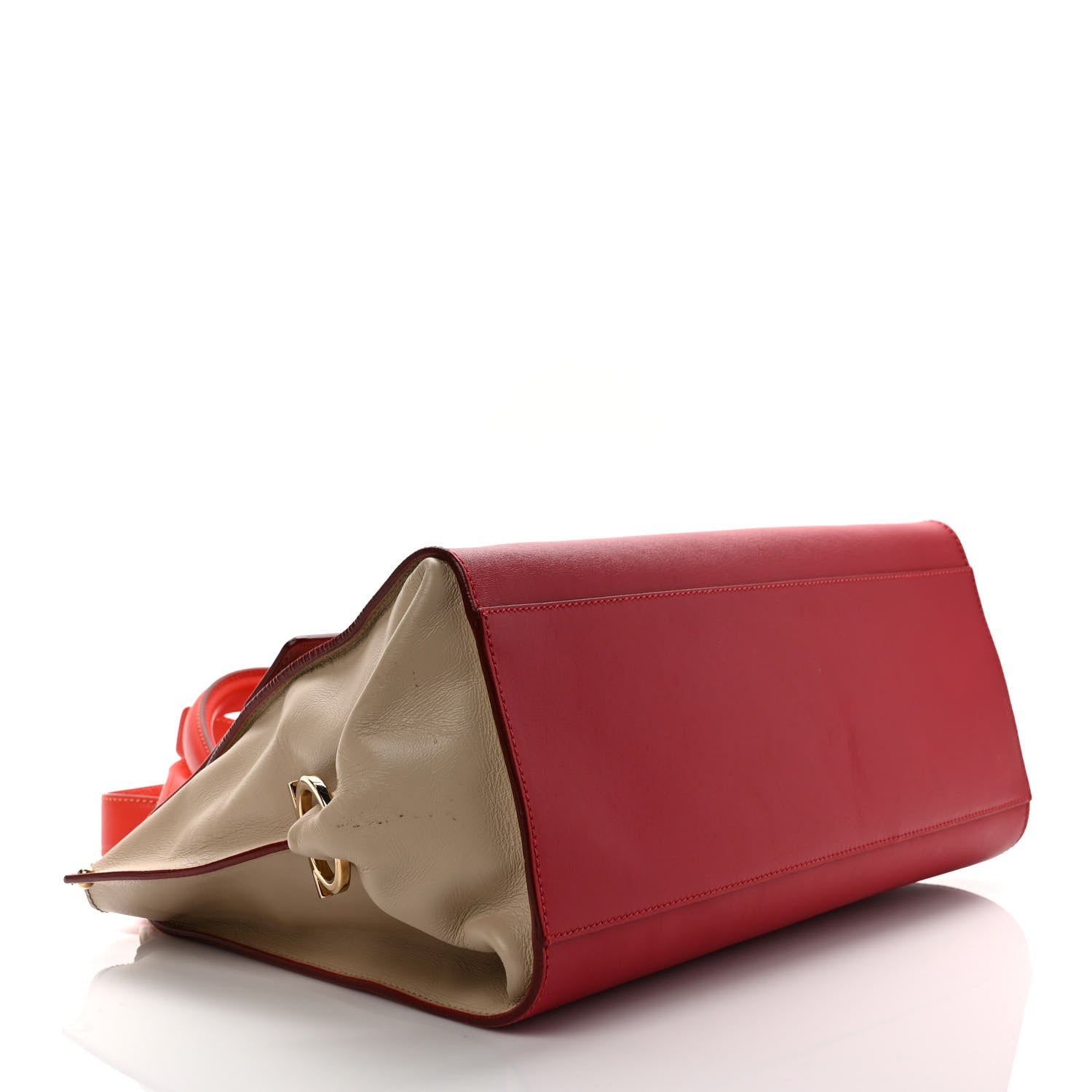 Salvatore Ferragamo Calfskin Medium Sofia Satchel Red Beige 4 of 8