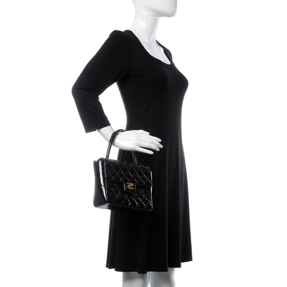 Chanel Patent Quilted Small Kelly Flap Bag Black 2 of 10