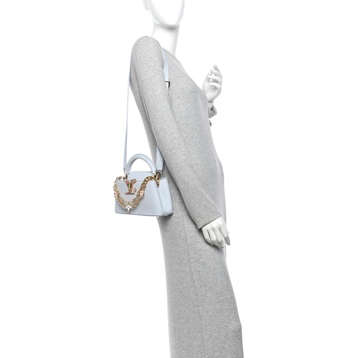 LV X TM Taurillon Capucines East West Mini Olympe Blue