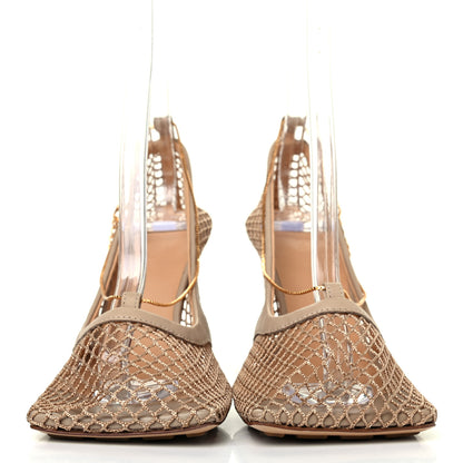 Bottega Veneta Mesh Calfskin Chain Stretch Pumps 37 Beige 2 of 4
