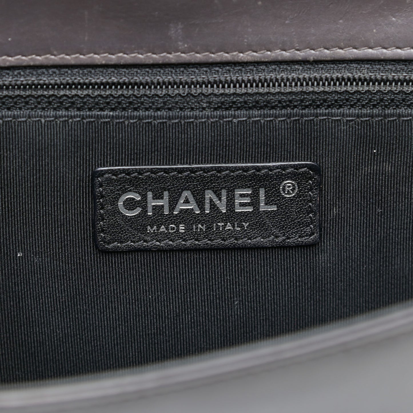 Glazed Calfskin Medium Boy Flap Black Brown