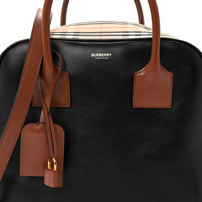 Burberry Smooth Calfskin House Check Medium Cube Bowling Bag Archive Beige 8 of 10