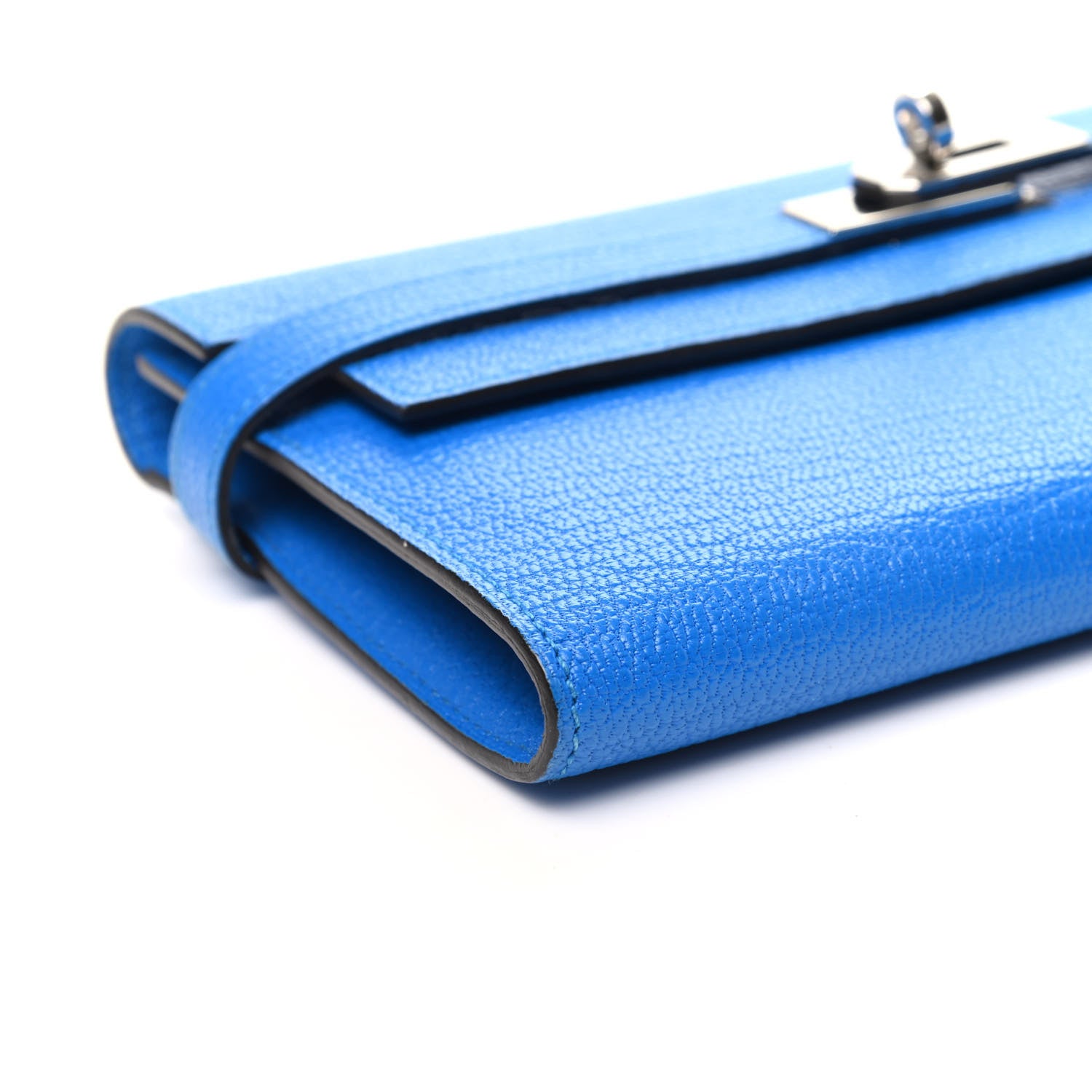 Hermes Chevre Mysore Kelly Longue Wallet Bleu Hydra 7 of 8
