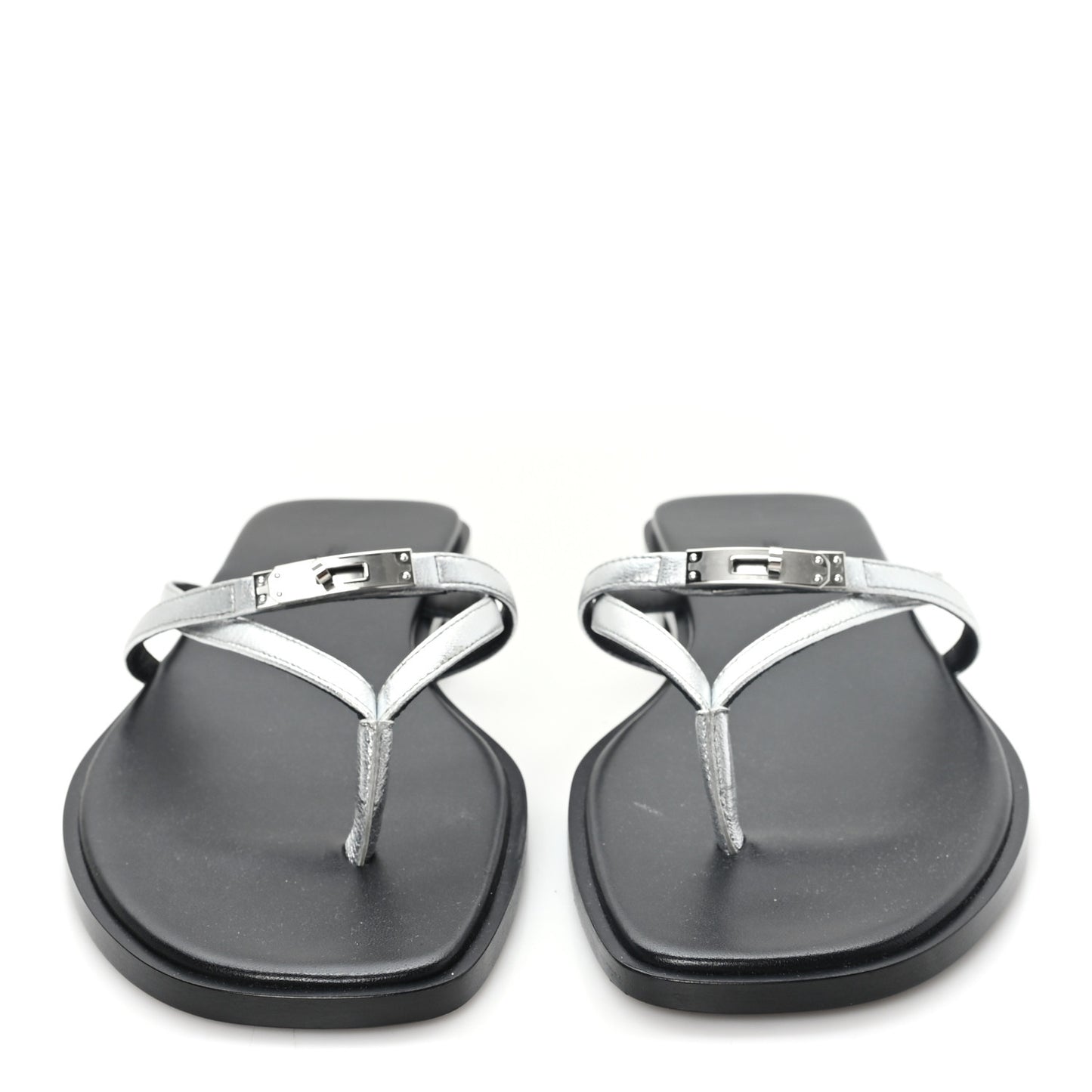 Calfskin Miss Sandals 39.5 Gris Argente