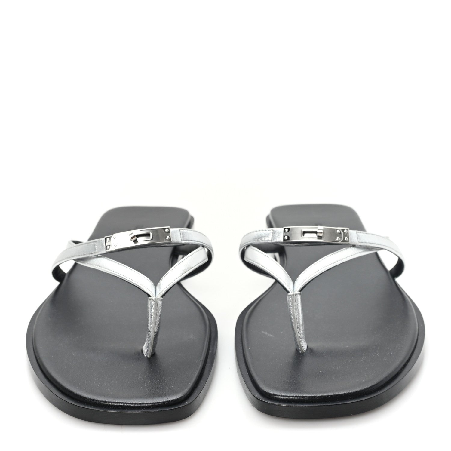 Hermes Calfskin Miss Sandals 39.5 Gris Argente 3 of 9