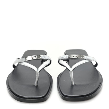 Hermes Calfskin Miss Sandals 39.5 Gris Argente 3 of 9