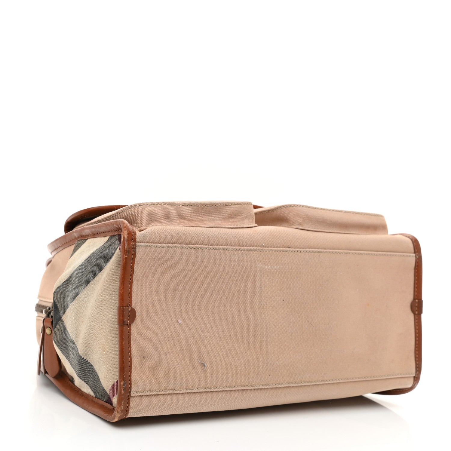 Burberry Canvas Nova Check Buckle Satchel Natural 3 of 14