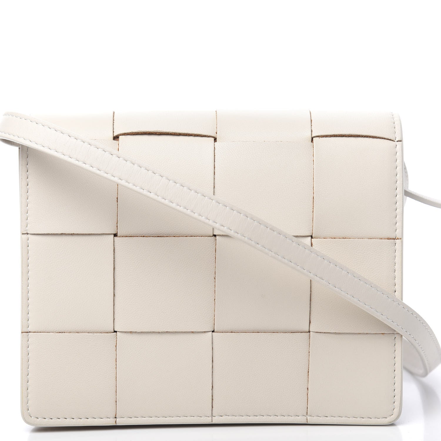 Bottega Veneta Lambskin Maxi Intrecciato Mini Cassette Crossbody Bag White 9 of 9