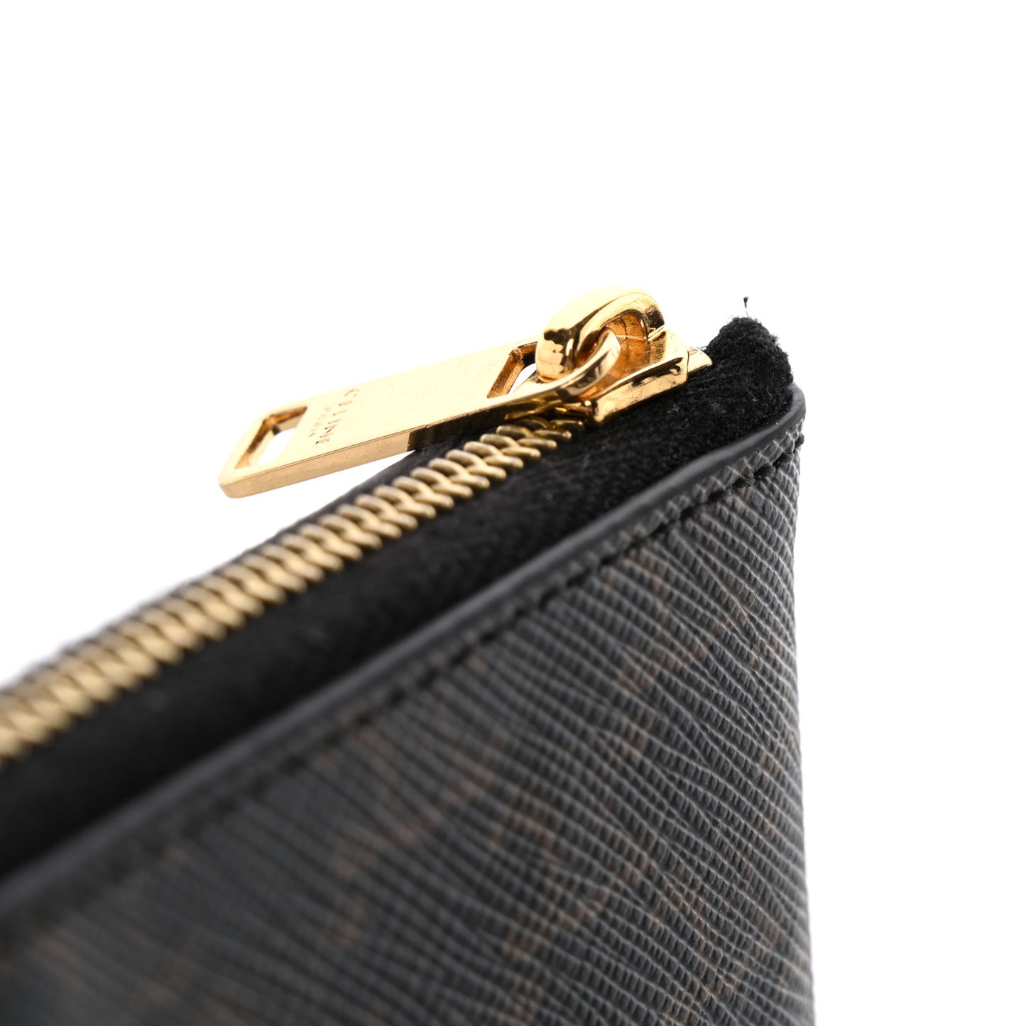 Triomphe Canvas Logo Coin and Card Pouch With Hook Black