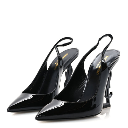 Saint Laurent Patent Opyum 110 Slingback Pumps 37.5 Black 4 of 10