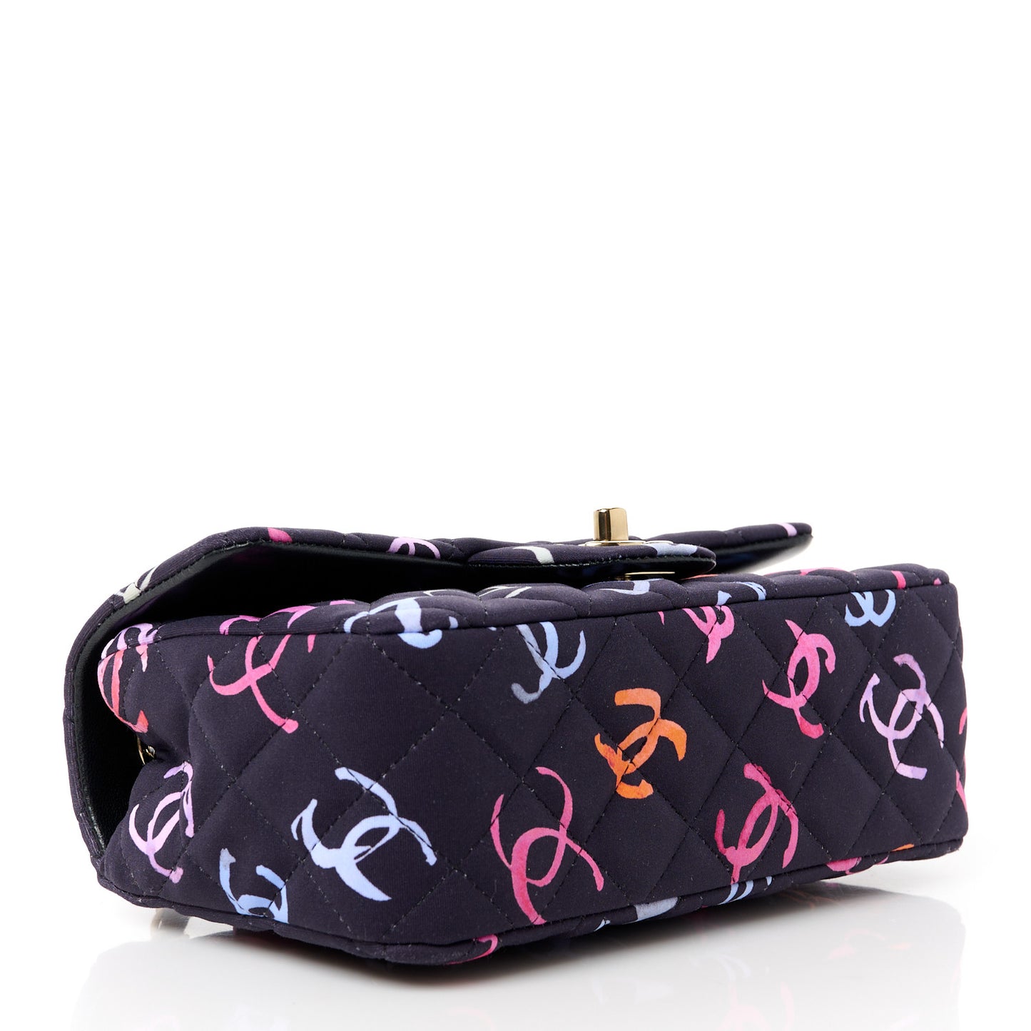 Printed Fabric Quilted Mini Rectangular Flap Black Pink Blue Yellow Orange