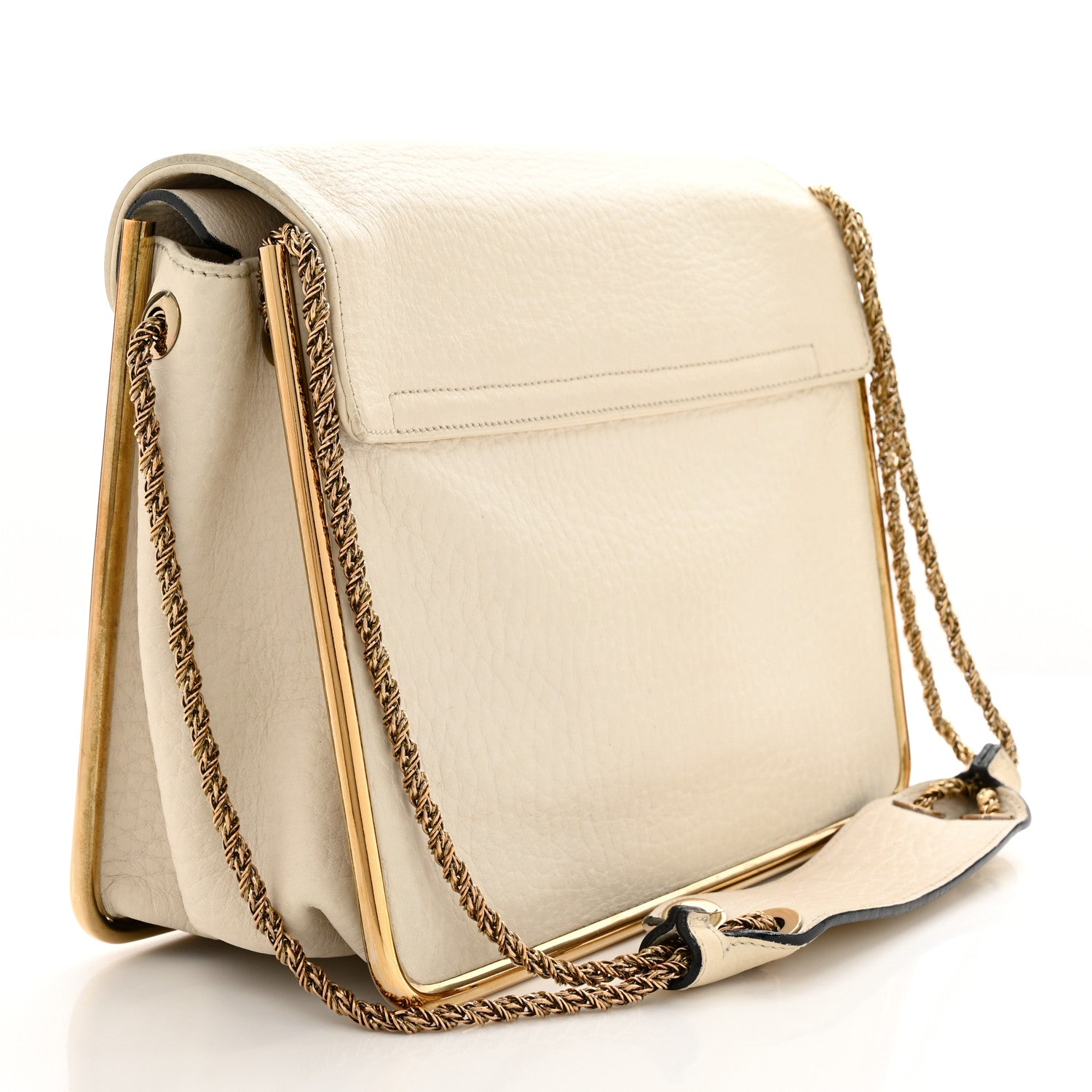 Chloe Grained Calfskin Medium Sally Flap Bag Cream 3 of 14