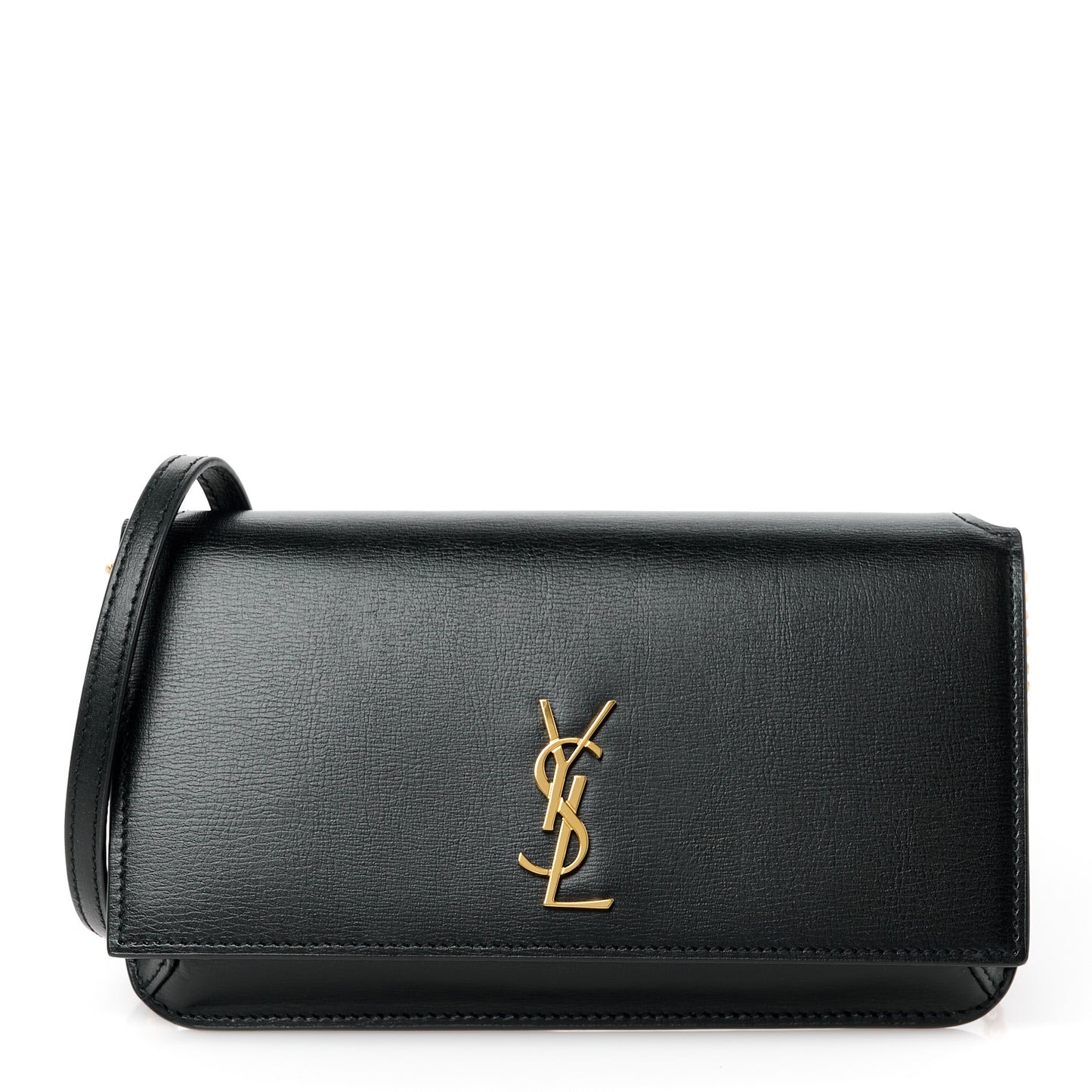 Grained Calfskin Monogram Phone Holder Crossbody Black