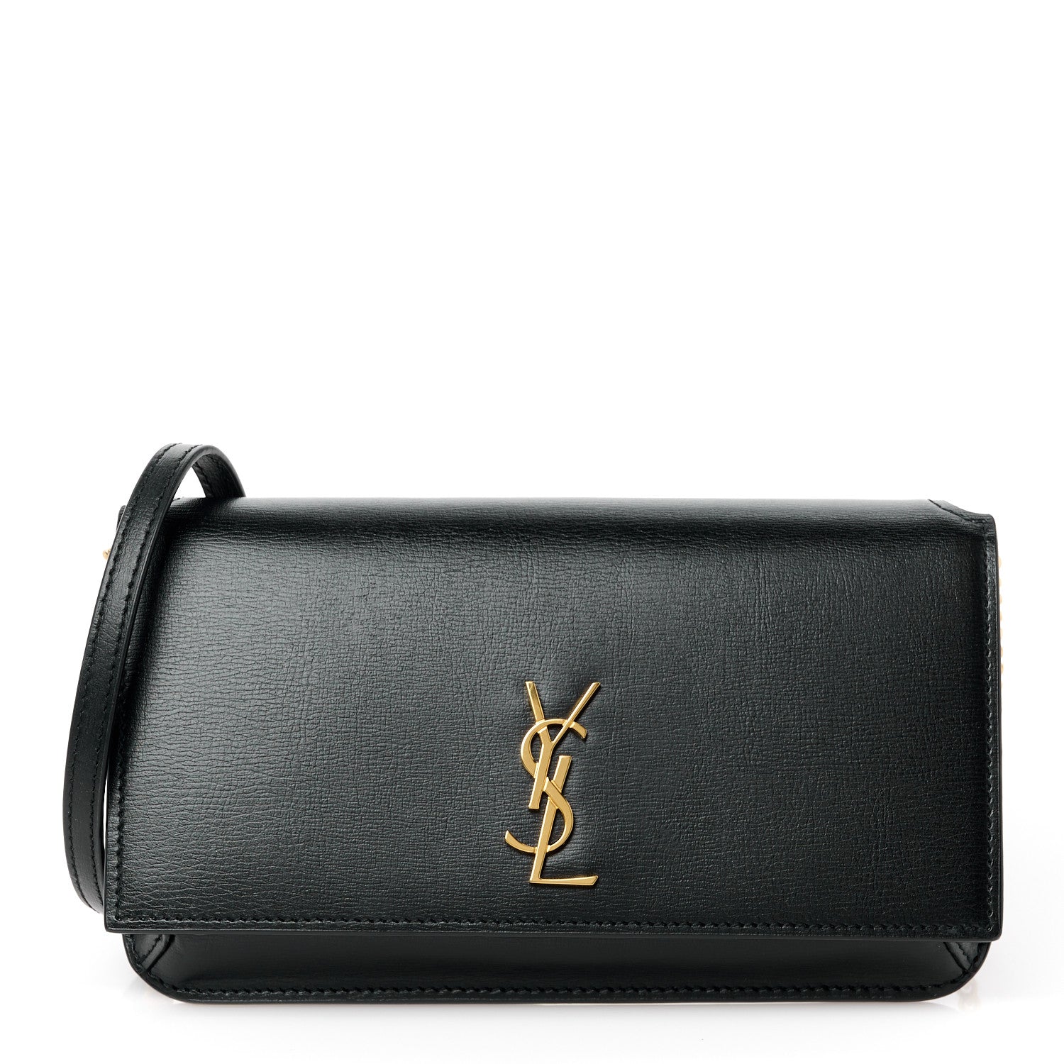 Saint Laurent Grained Calfskin Monogram Phone Holder Crossbody Black 1 of 12