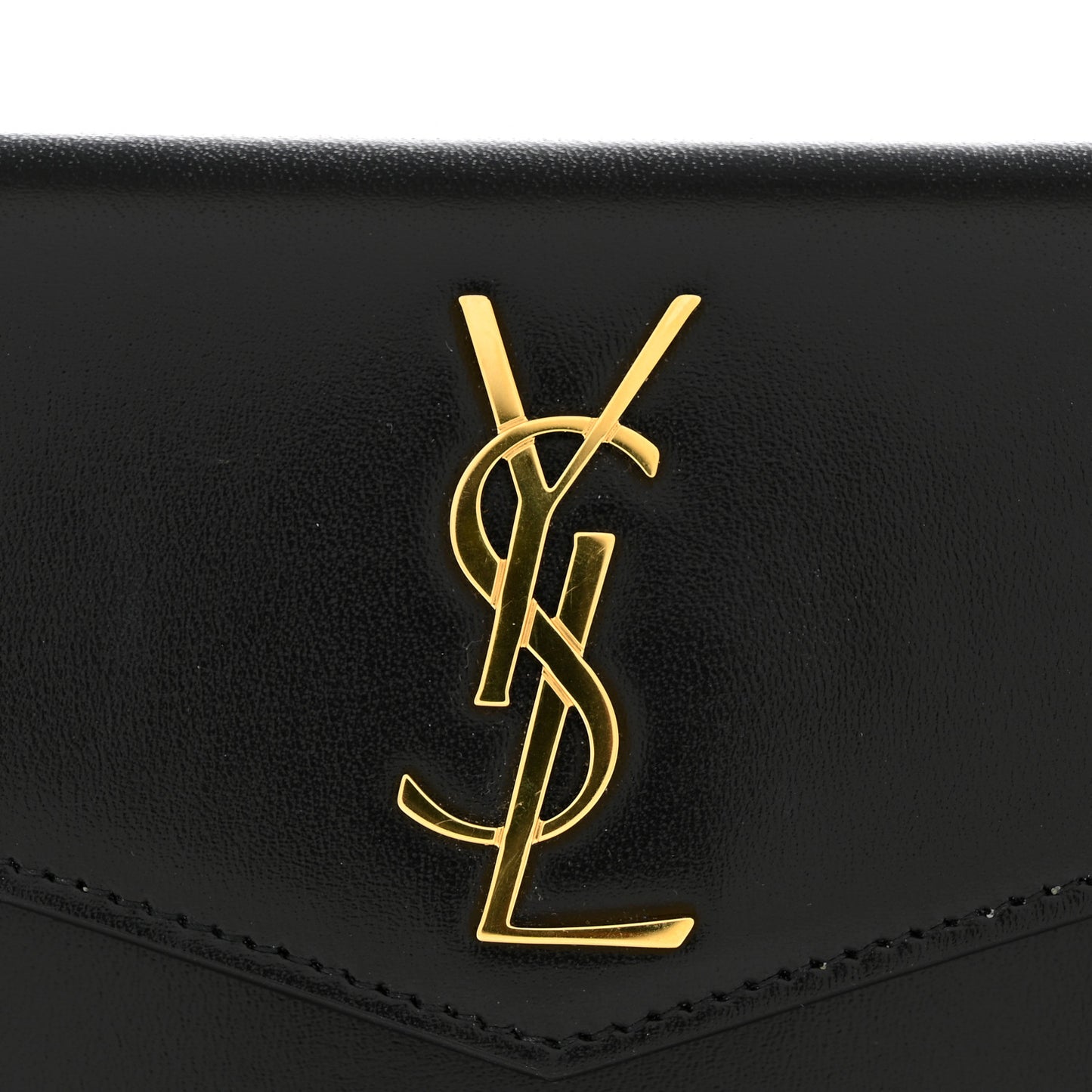 Smooth Shiny Calfskin Monogram Uptown Baby Pouch Black