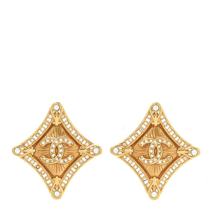 Chanel Crystal Diamond CC Earrings Gold 1 of 4