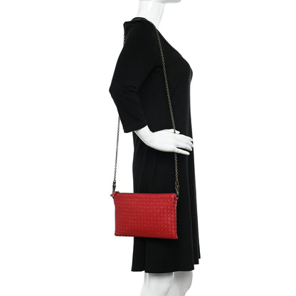 Bottega Veneta Nappa Intrecciato Biletto Chain Crossbody Red 2 of 11