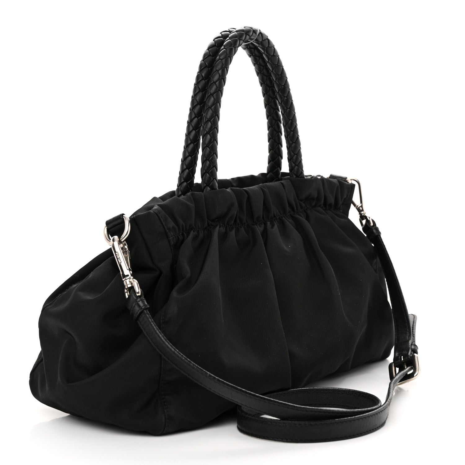 Prada Tessuto Nylon Bow Shoulder Bag Black 3 of 9