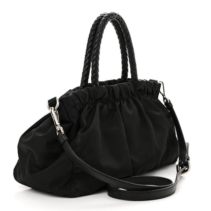 Prada Tessuto Nylon Bow Shoulder Bag Black 3 of 9