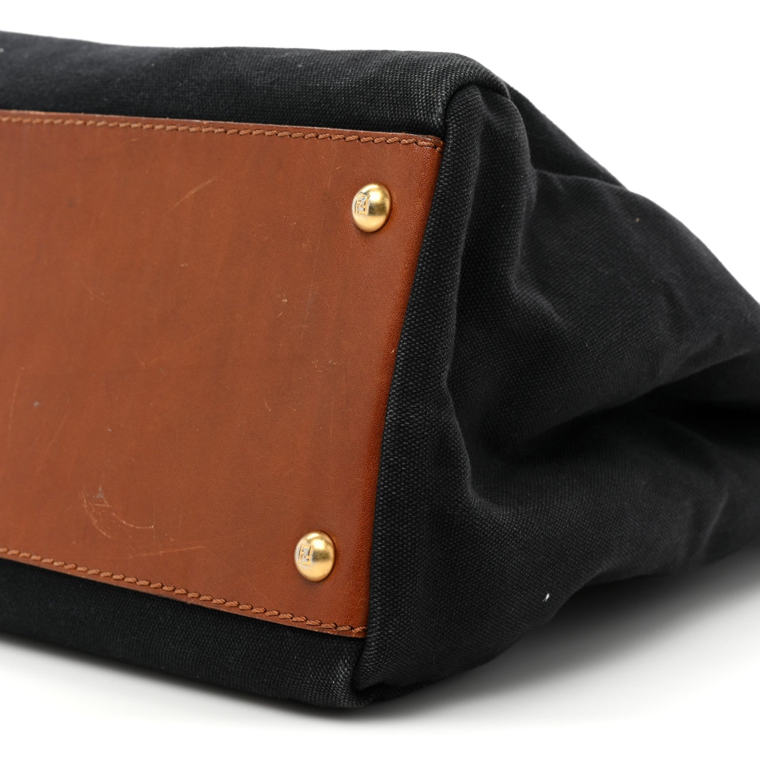Fendi Canvas Large Peekaboo Iconic Satchel Black Cuoio 8 of 26