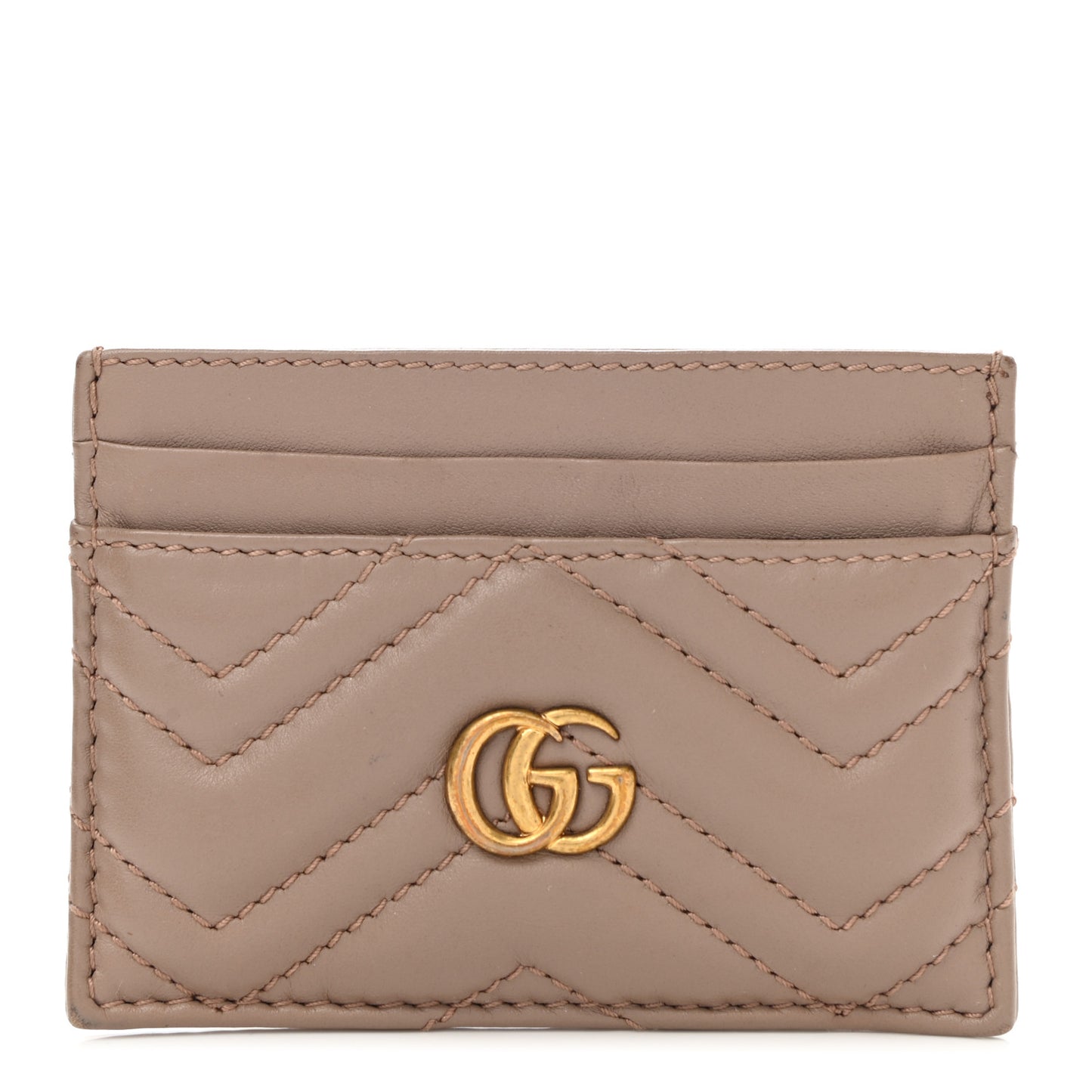 Calfskin Matelasse GG Marmont Card Holder Porcelain Rose