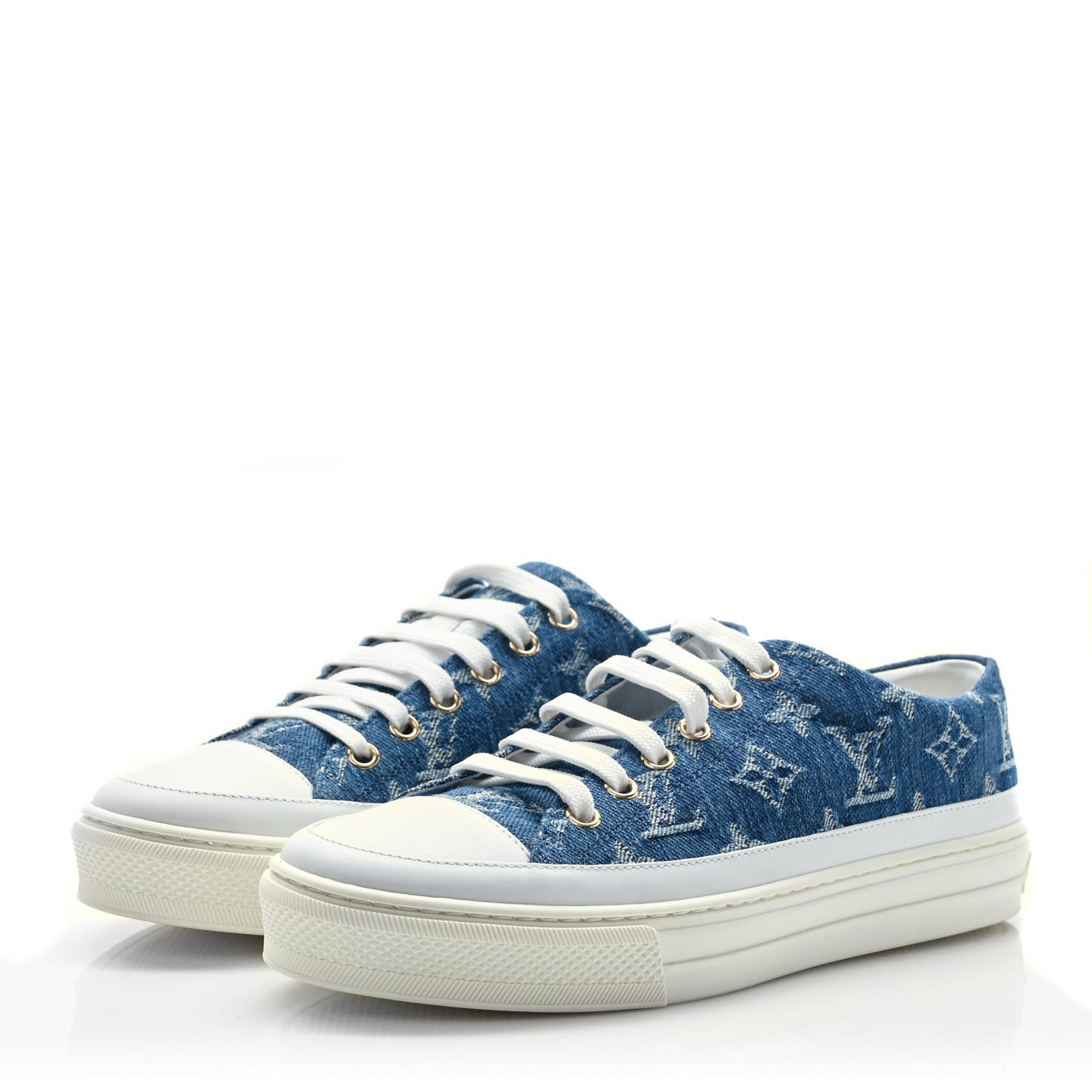 Denim Monogram Stellar Sneakers 37.5 Bleu Jeans Blue