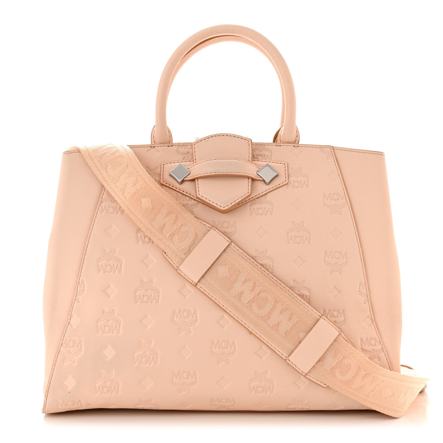 MCM Calfskin Ottomar Monogram Medium Essential Tote Bisque 1 of 11