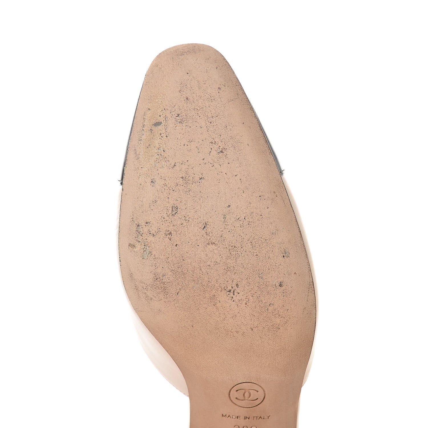 Chanel Calfskin Cap Toe CC Slingback Pumps 38 Beige Black 8 of 13