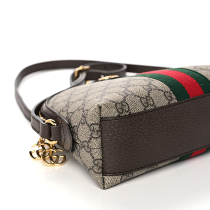 Gucci GG Supreme Monogram Textured Dollar Calfskin Web Small Ophidia Dome Shoulder Bag Beige Ebony New Acero 18 of 31