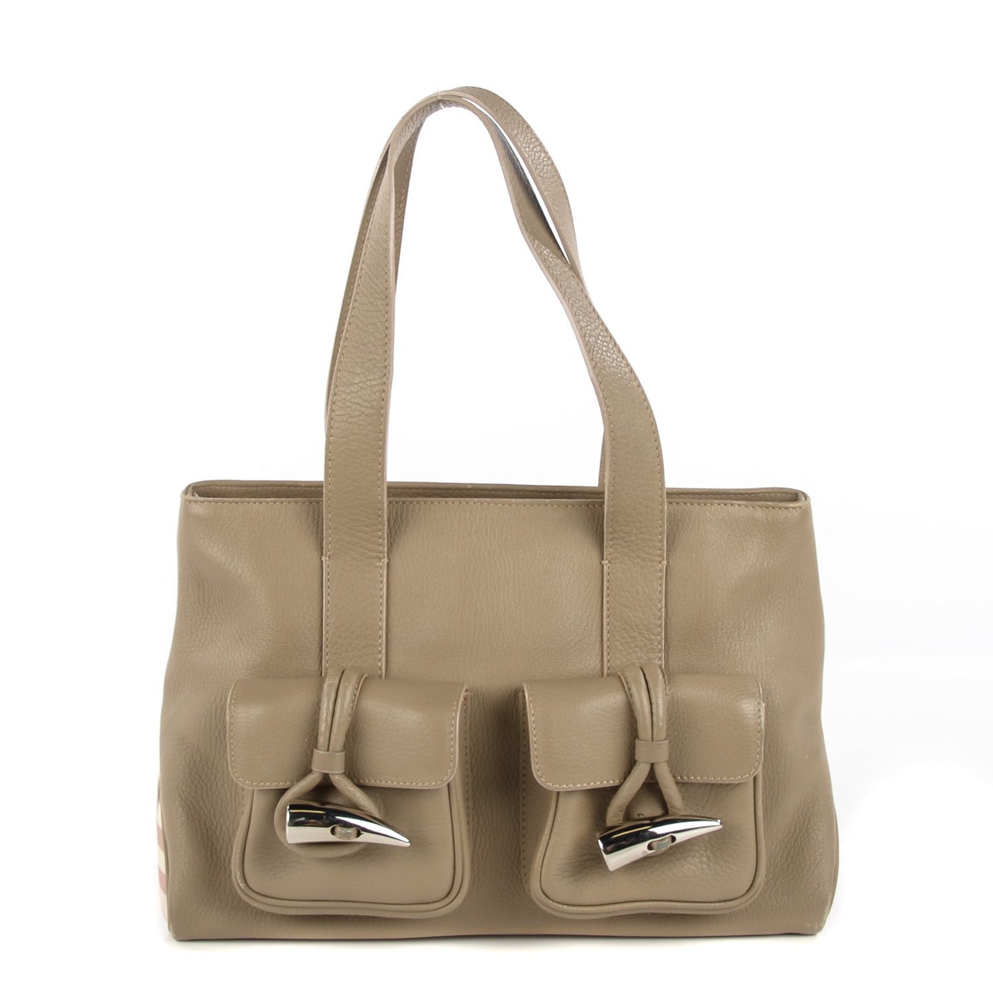 Calfskin Horn Toggle Tote Beige