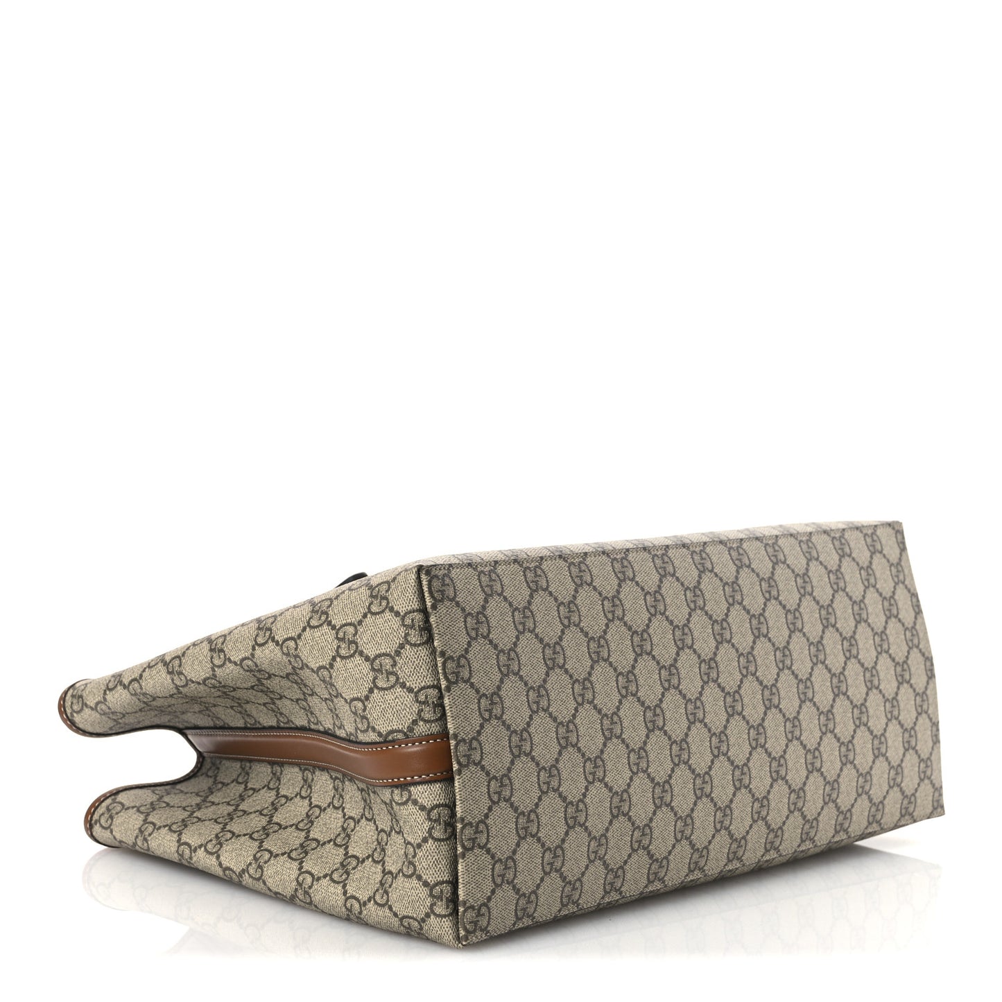 GG Supreme Monogram Emblem Large Tote Bag Beige Dark Brown