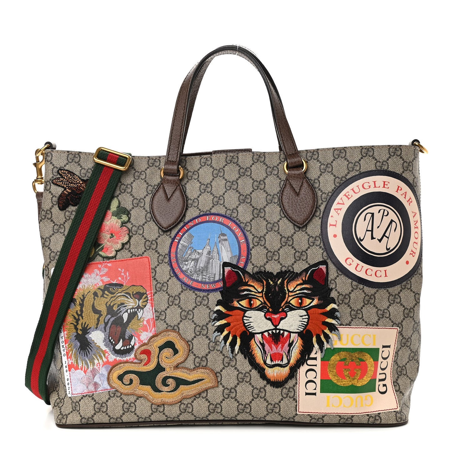 Soft GG Supreme Monogram Courrier Medium Crossbody Tote Beige New Acero