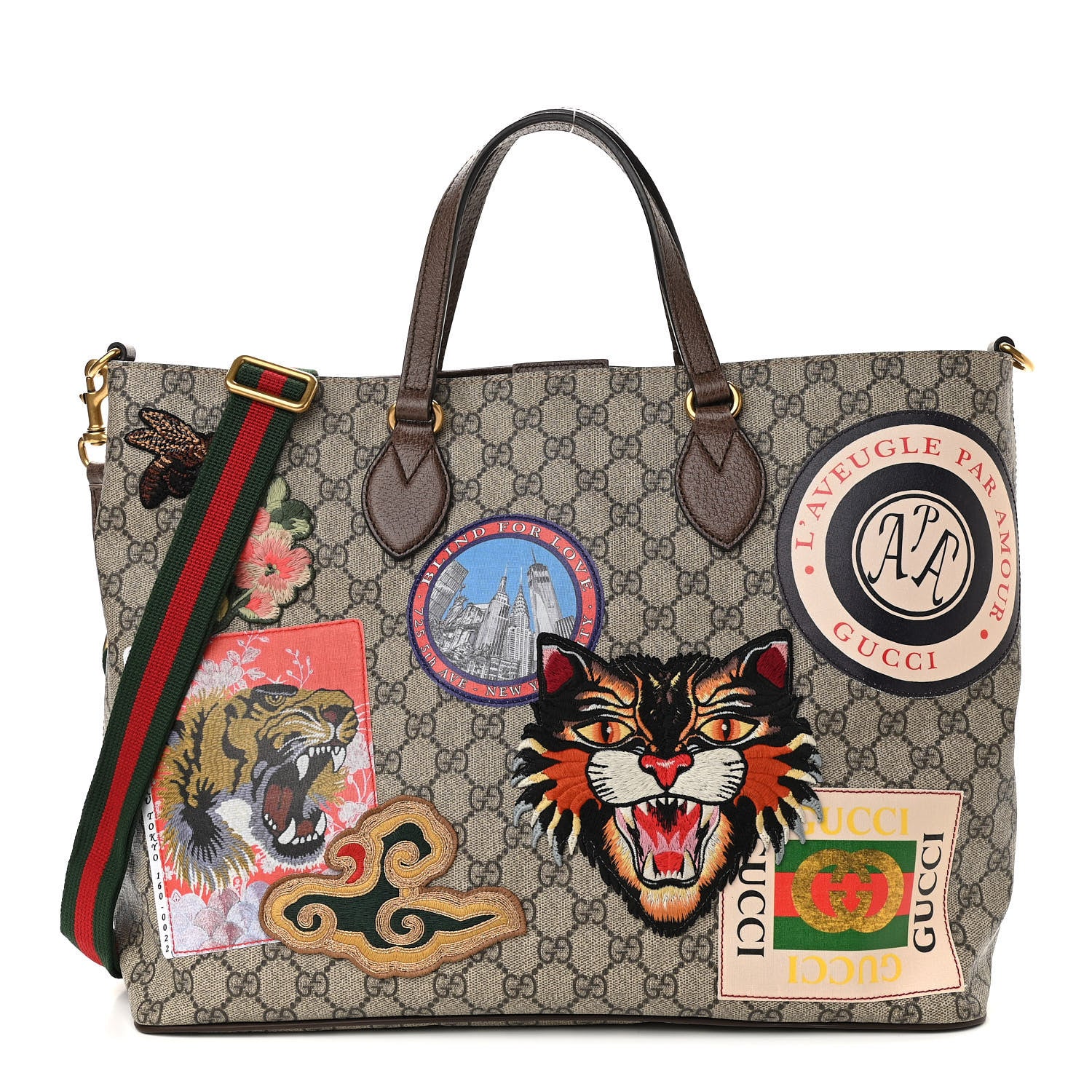 Gucci Soft GG Supreme Monogram Courrier Medium Crossbody Tote Beige New Acero 1 of 11