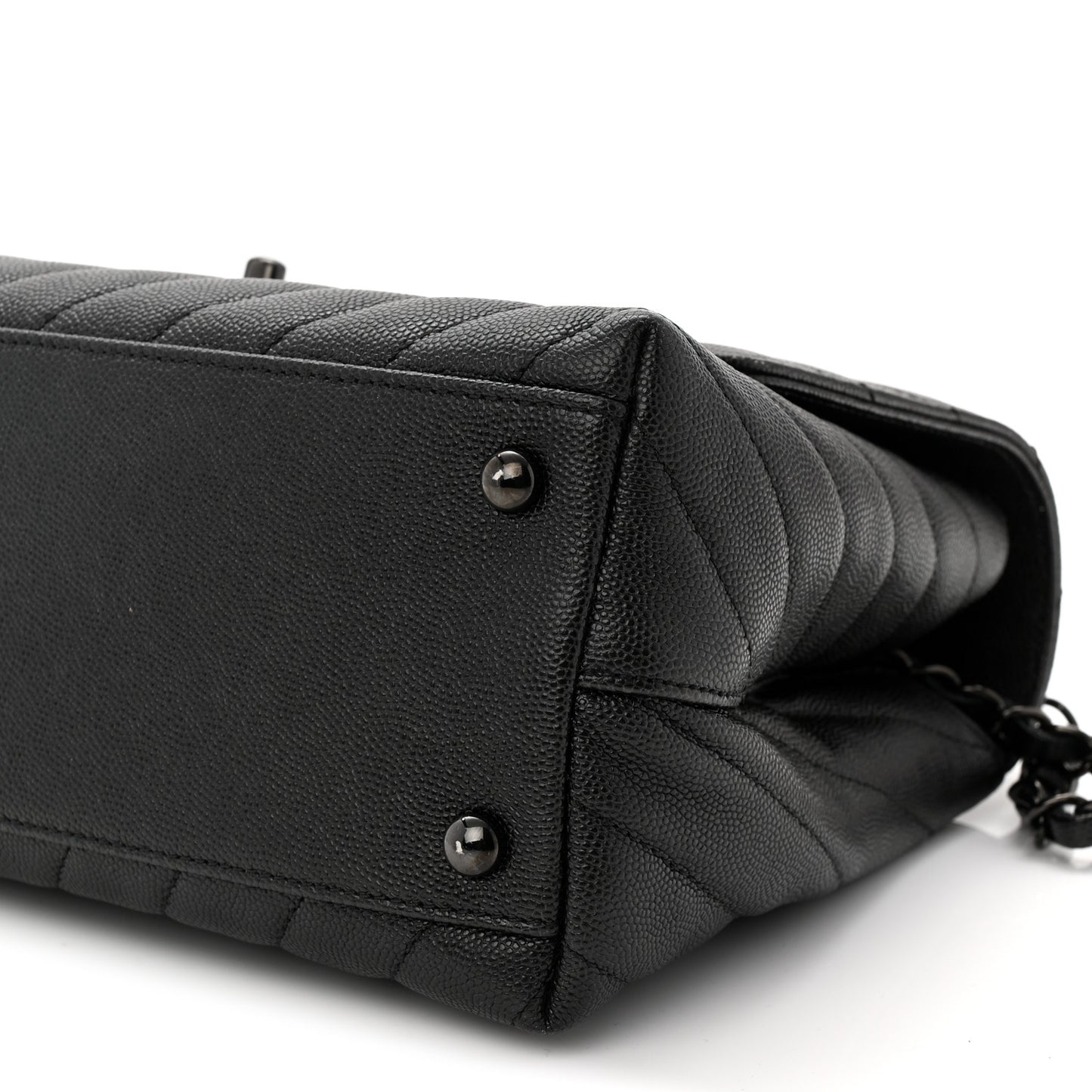 Caviar Chevron Quilted Small Coco Handle Flap So Black