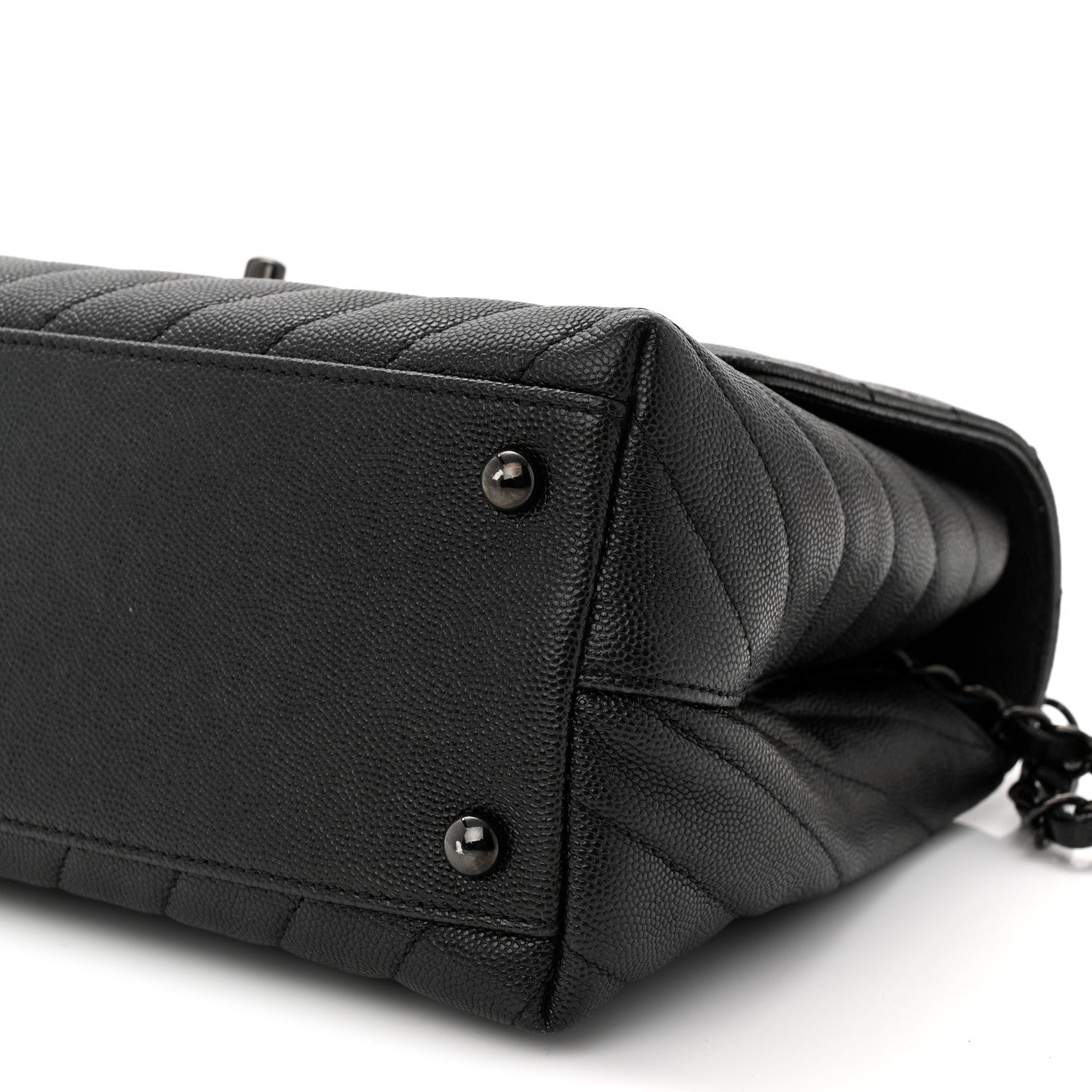 Chanel Caviar Chevron Quilted Small Coco Handle Flap So Black 10 of 10