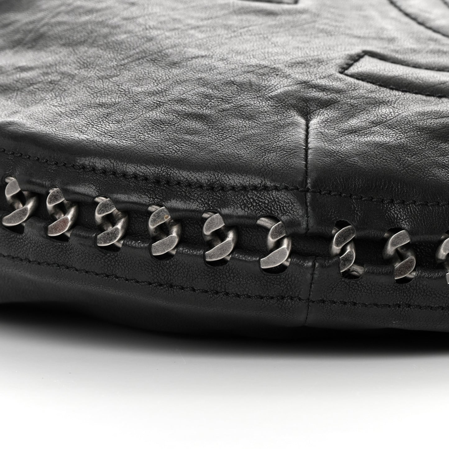 Calfskin Modern Chain Hobo Black