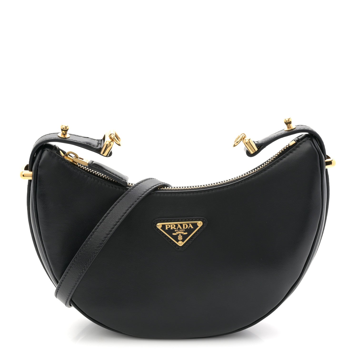 Prada Soft Calfskin Arque Shoulder Bag Black 1 of 11