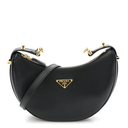 Prada Soft Calfskin Arque Shoulder Bag Black 1 of 11