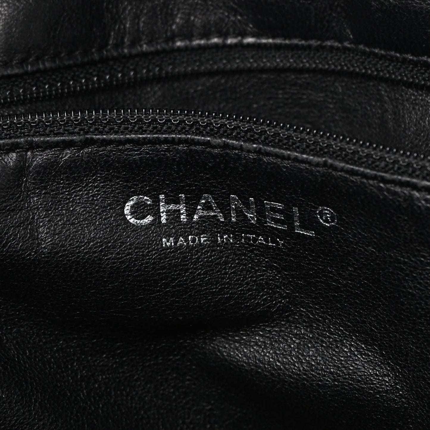 Glazed Calfskin Modern Chain Tote Black