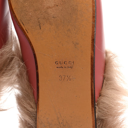 Gucci Calfskin Fur Womens Princetown Slippers 37.5 Lipstick Rose Natural 6 of 8