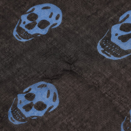 Alexander McQueen Modal Cashmere Skull Scarf Navy Royal Blue 5 of 7