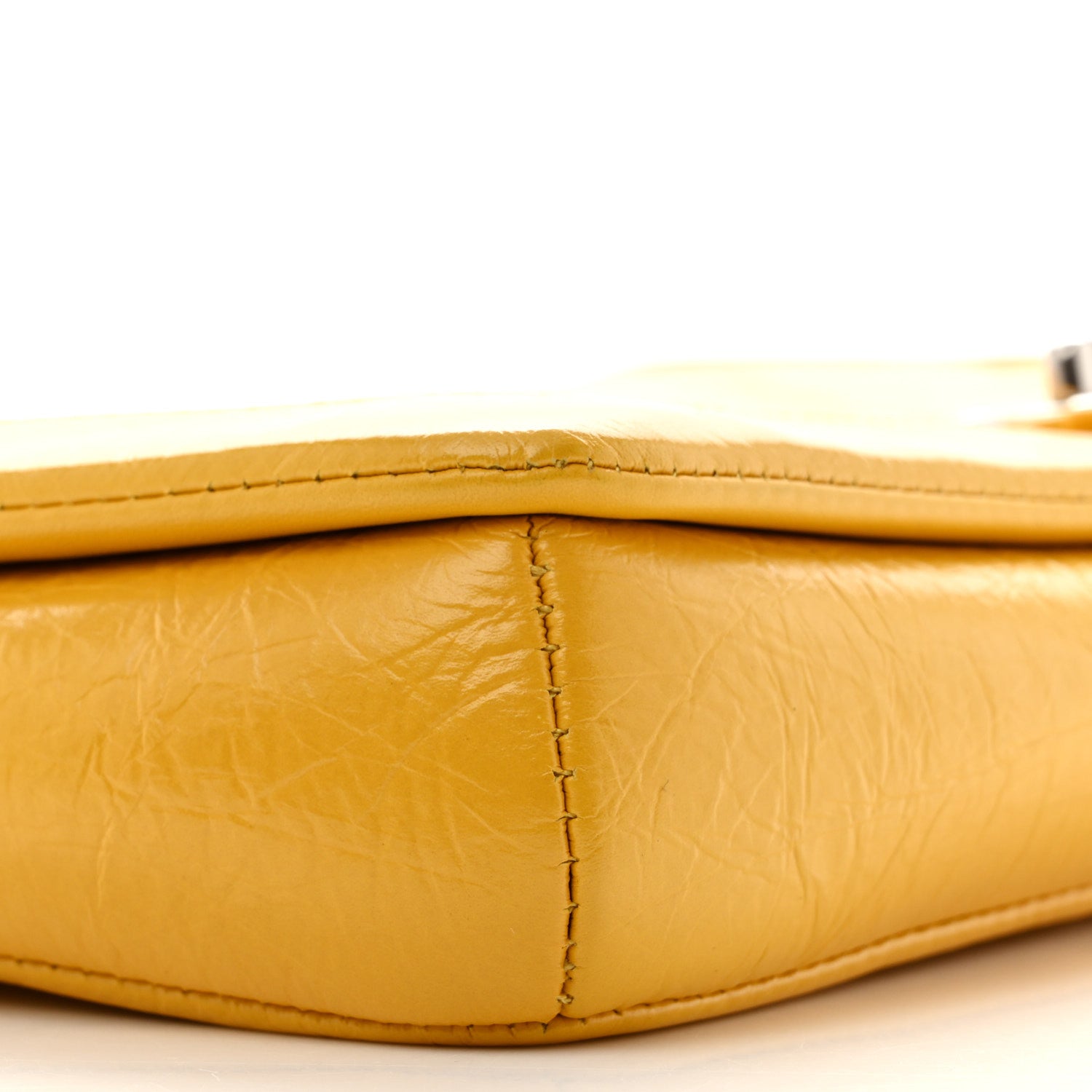 Chanel Shiny Aged Calfskin Quilted Flap Yellow 9 of 10