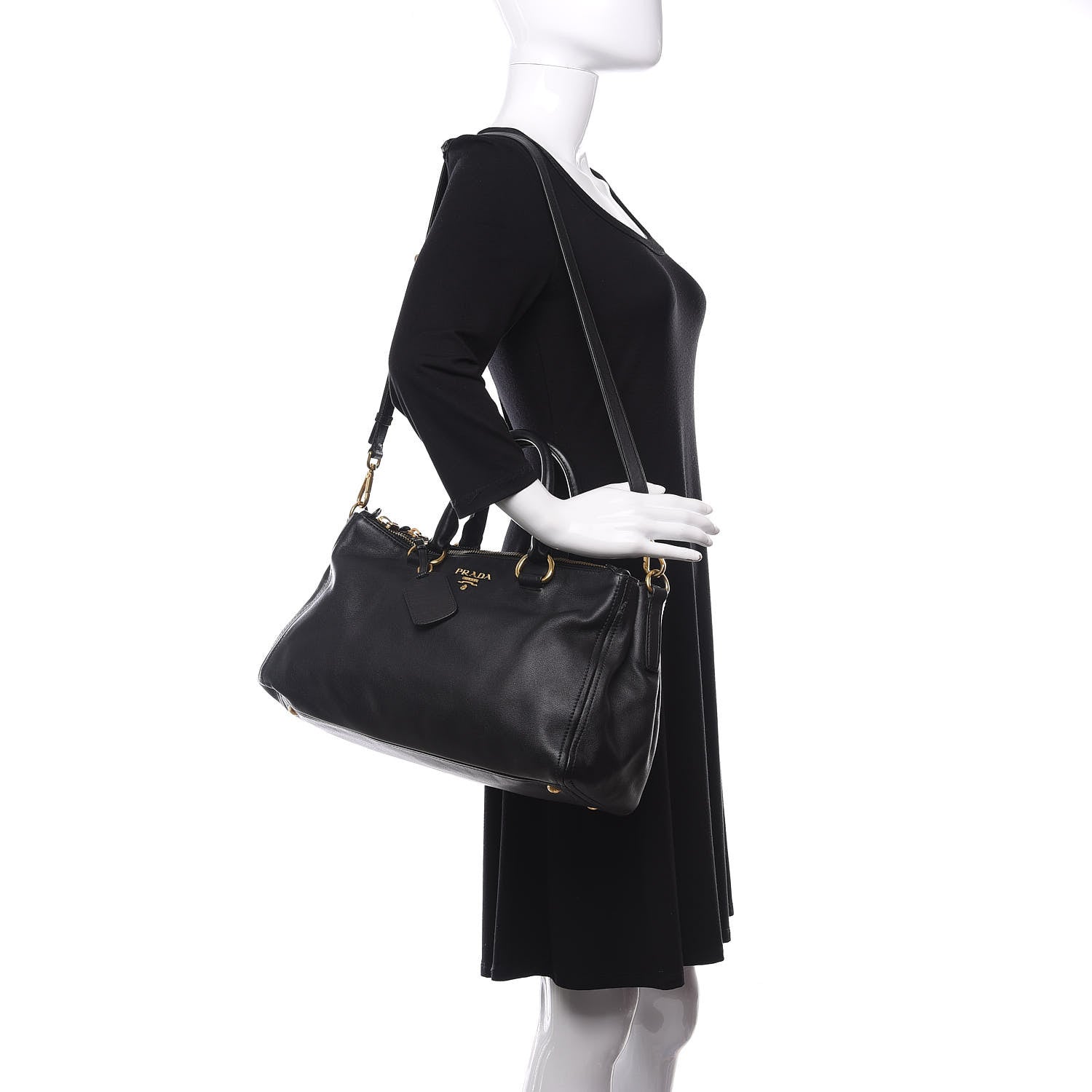 Prada Soft Calfskin Tote Black 2 of 10