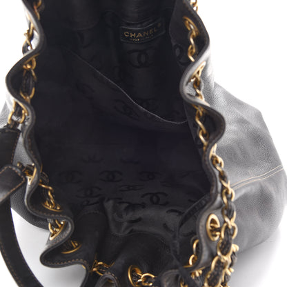Chanel Grained Calfskin CC Drawstring Bucket Bag Black 9 of 11