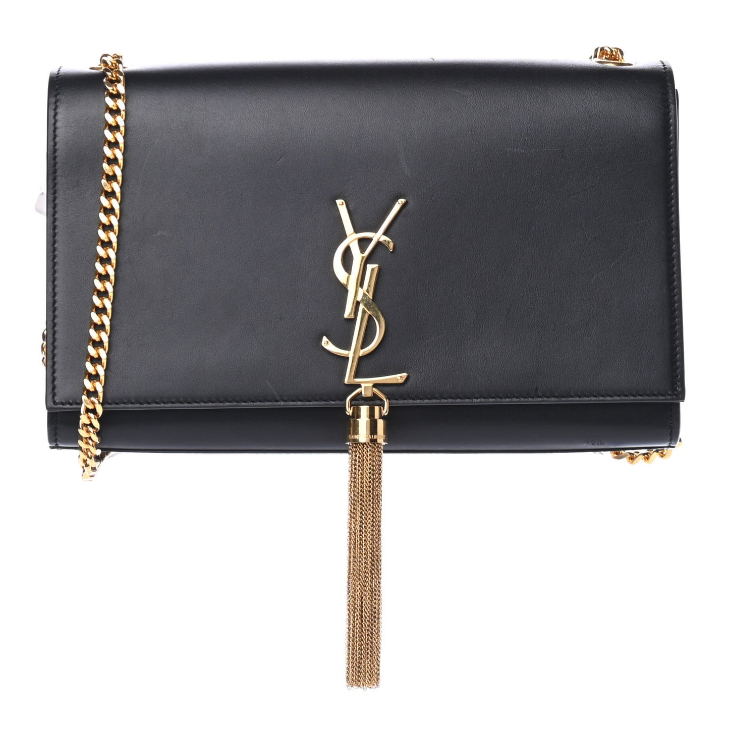 Smooth Calfskin Medium Classic Monogram Kate Tassel Satchel Black