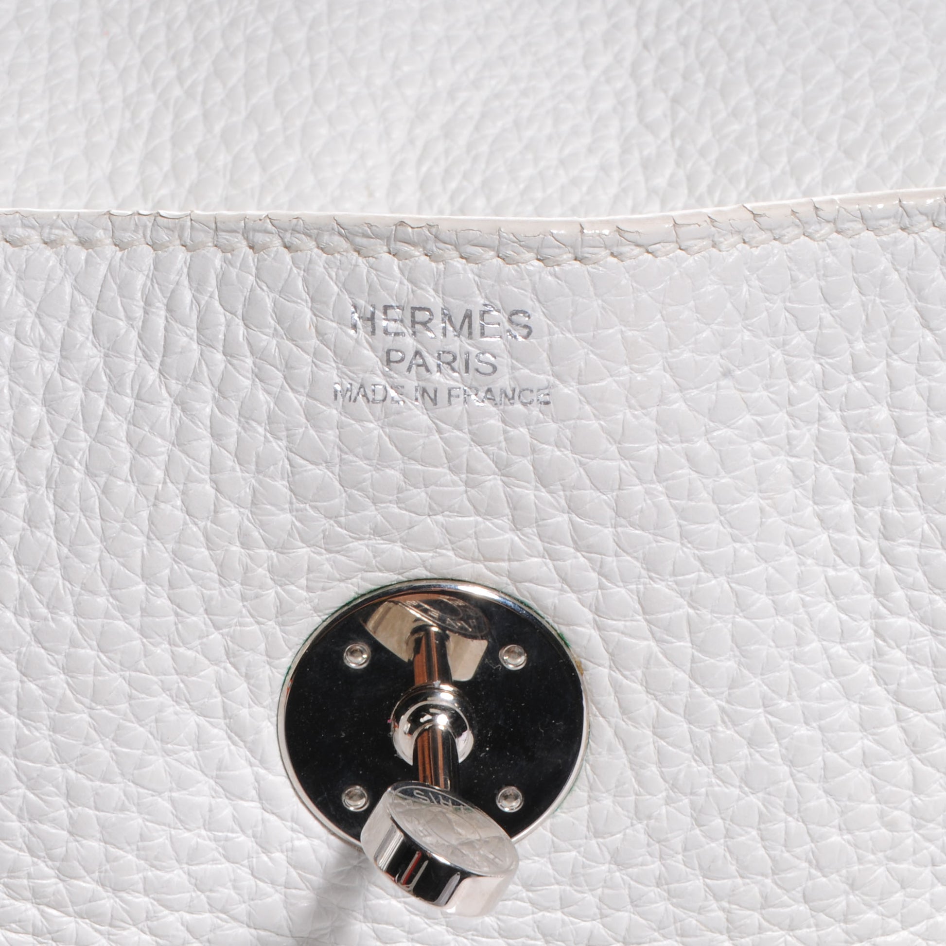 Hermes Taurillon Clemence Lindy 30 White 7 of 9