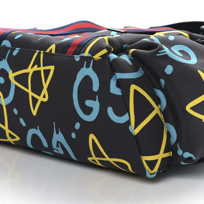 Gucci Techno Canvas GucciGhost Double Buckle Backpack Black New Acquamarine 8 of 8