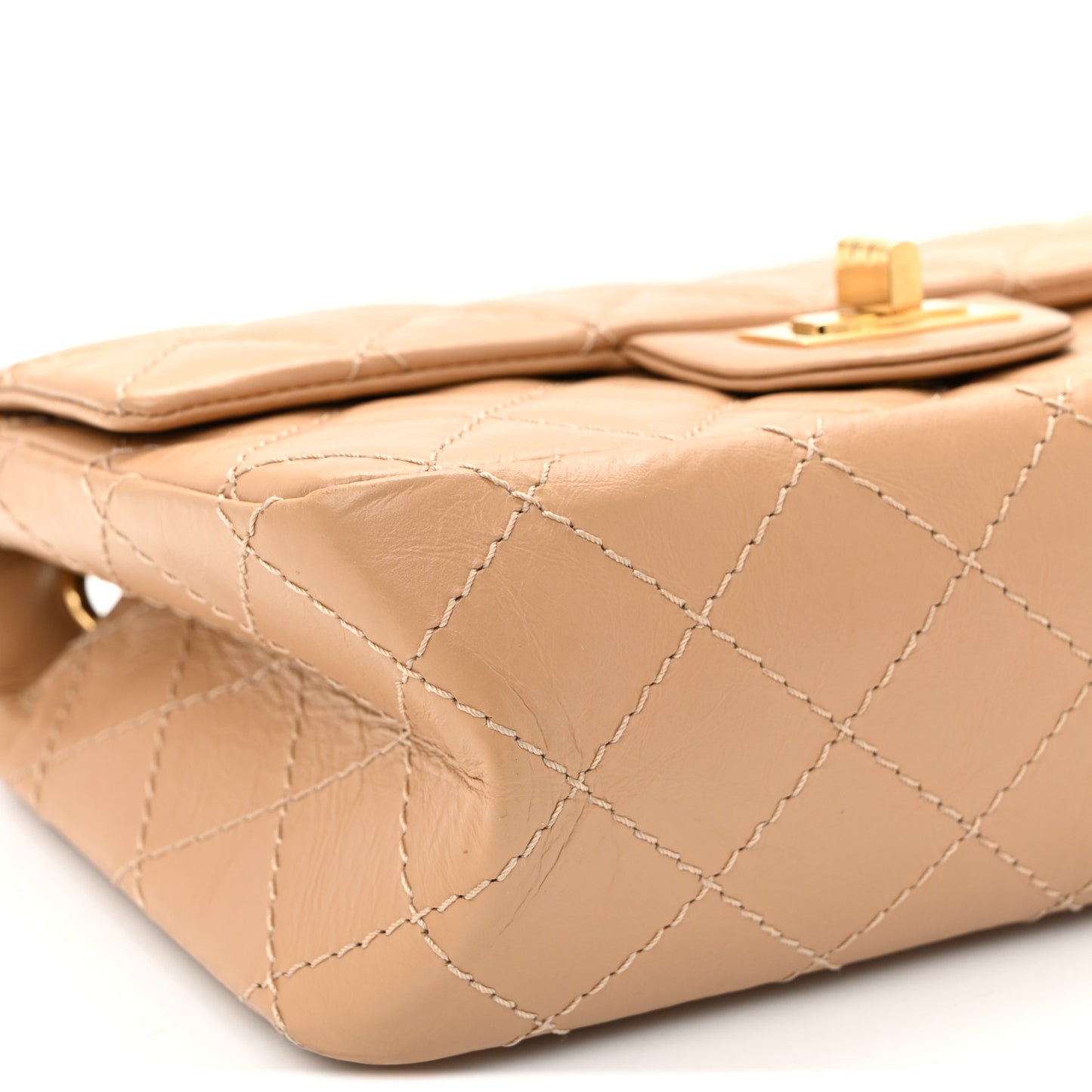 Aged Calfskin Quilted 2.55 Reissue Mini Flap Beige